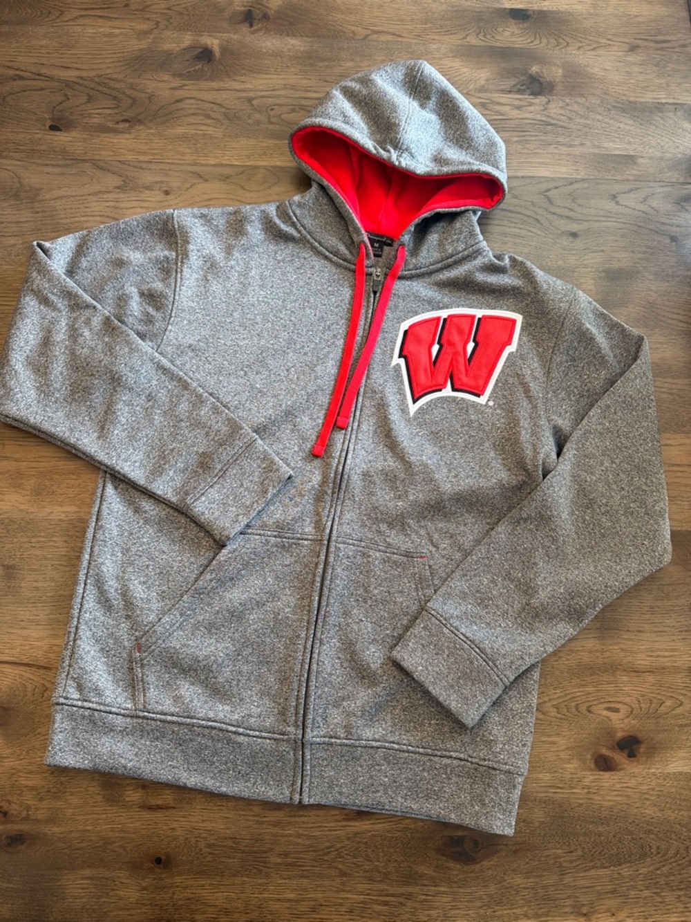 Champion Elite Men's Medium Gray Wisconsin Badgers Full Zip Hoodie